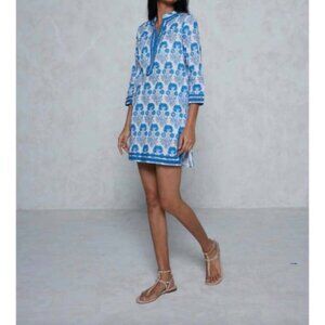 Ro’s Garden | Blue Cotton Kurta Mini Dress | Small | Resort, Beach, Summer